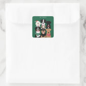 Happy Pawlidays Niedliche Weihnachtshunde Quadratischer Aufkleber (Tasche)