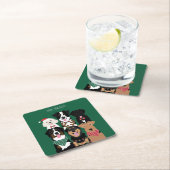 Happy Pawlidays Niedliche Weihnachtshunde Rechteckiger Pappuntersetzer (Vor Ort)