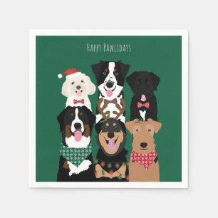Happy Pawlidays Niedliche Weihnachtshunde Serviette