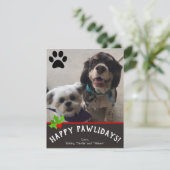 Happy Pawlidays Pet Foto Weihnachtskarte Feiertagskarte (Stehend Vorderseite)