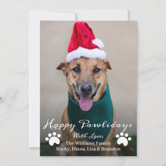 Happy Pawlidays Pet Hund Welpe Foto Weihnachten (Vorderseite)