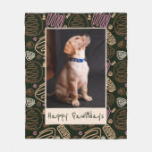 Happy Pawlidays Pink Black One line Pet Foto Fleecedecke (Vorderseite)