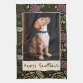 Happy Pawlidays Pink Black One line Pet Foto Geschirrtuch (Vertikal)