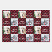 Happy Pawlidays Red Buffalo Kariert Custom 2 Foto Geschenkpapier Set (Vorderseite 2)