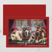 Happy Pawlidays Red Dog Pet Foto Weihnachten (Vorne/Hinten)
