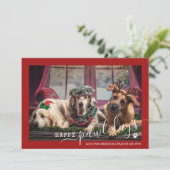 Happy Pawlidays Red Dog Pet Foto Weihnachten (Stehend Vorderseite)