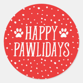 Happy Pawlidays | Red Holiday Runder Aufkleber