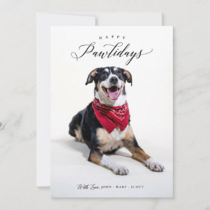 Happy Pawlidays Script Weihnachtsfoto-Karte Feiertagskarte