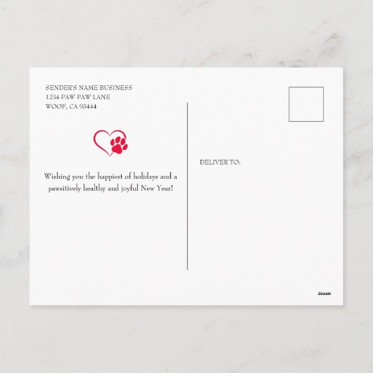 Happy Pawlidays Veterinary Feiertagspostkarte (Rückseite)