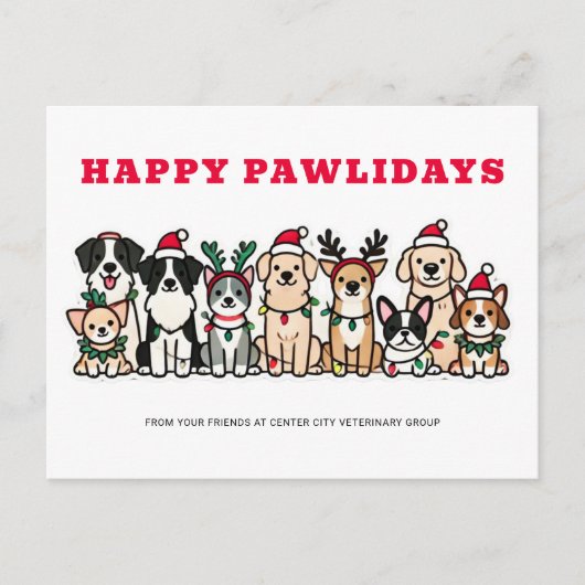 Happy Pawlidays Veterinary Feiertagspostkarte (Vorderseite)