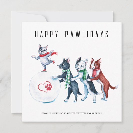 Happy Pawlidays Veterinary Holiday Feiertagskarte (Vorderseite)