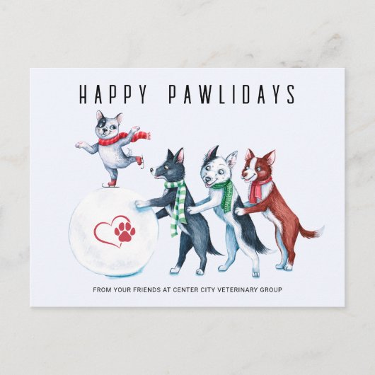 Happy Pawlidays Veterinary Holiday Feiertagspostkarte (Vorderseite)