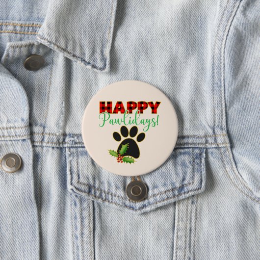 Happy Pawlidays | Weihnachtsgeschenk für Hunde län Button (Beispiel)