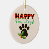 Happy Pawlidays | Weihnachtsgeschenk für Hunde län Keramik Ornament (Rechts)