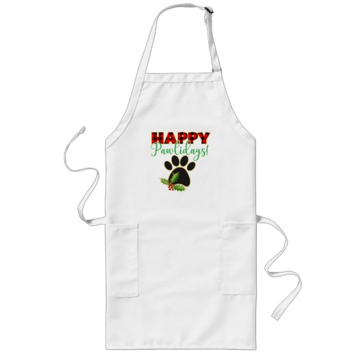 Happy Pawlidays | Weihnachtsgeschenk für Hunde län Lange Schürze (Vorne)