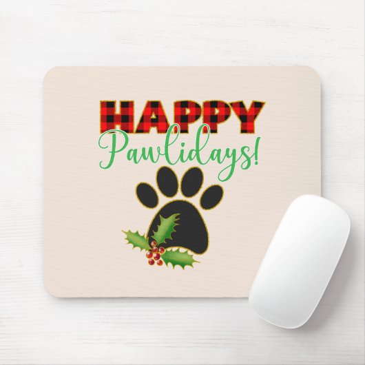 Happy Pawlidays | Weihnachtsgeschenk für Hunde län Mousepad (Mit Mouse)