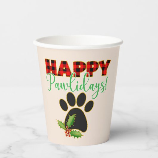 Happy Pawlidays | Weihnachtsgeschenk für Hunde län Pappbecher (Vorderseite)