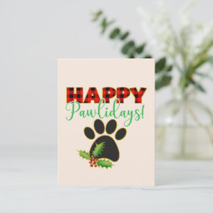 Happy Pawlidays   Weihnachtsgeschenk für Hunde län Postkarte