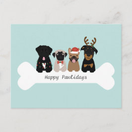 Happy Pawlidays Weihnachtshunde Feiertagspostkarte