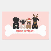 Happy Pawlidays Weihnachtshunde Rechteckiger Aufkleber (Vorderseite)
