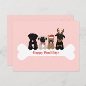 Happy Pawlidays Weihnachtshunde Urlaub Feiertagspostkarte (Vorne/Hinten)