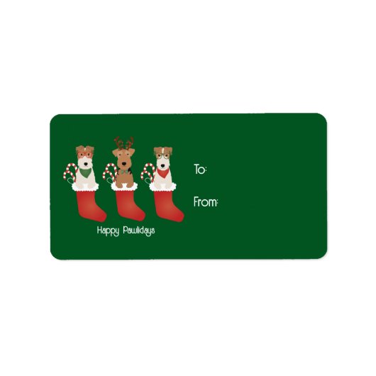 Happy Pawlidays Welsh Wire Fox Terrier Dog Adressaufkleber (Vorne)