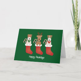 Happy Pawlidays Welsh Wire Fox Terrier Dogs Karte