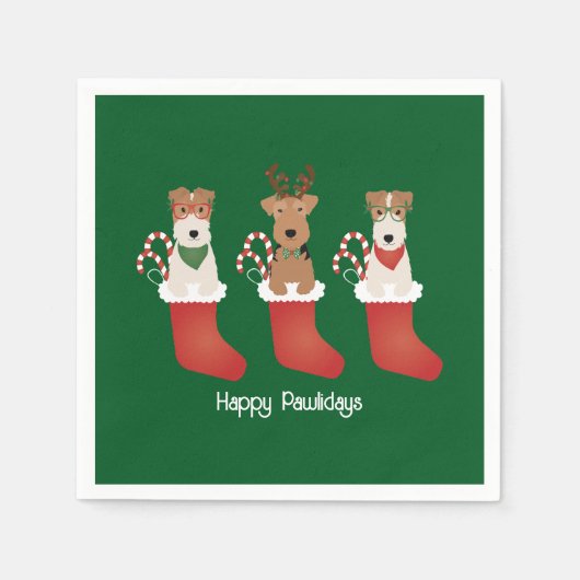 Happy Pawlidays Welsh Wire Fox Terrier Dogs Serviette (Vorderseite)