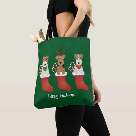 Happy Pawlidays Welsh Wire Fox Terrier Dogs Tasche (Von Nahem)
