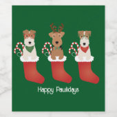 Happy Pawlidays Welsh Wire Fox Terrier Dogs Weinetikett (Einzelnes Label)