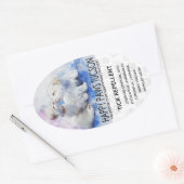 Happy Paws Oval Ovaler Aufkleber (Umschlag)