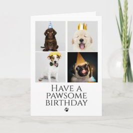 Happy Pawsome Birthday Foto Collage Dog Card Einladung