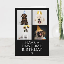 Happy Pawsome Birthday Foto Collage Dog Card Einladung