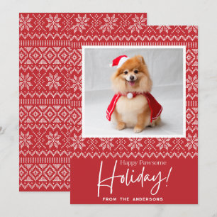 Happy Pawsome Holiday Dog Foto Weihnachtskarten Feiertagskarte