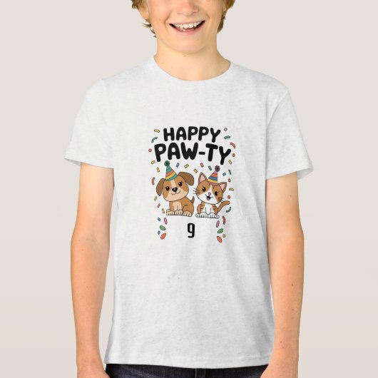 Happy Pawty Birthday Kids' Basic T - Shirt (Vorderseite)