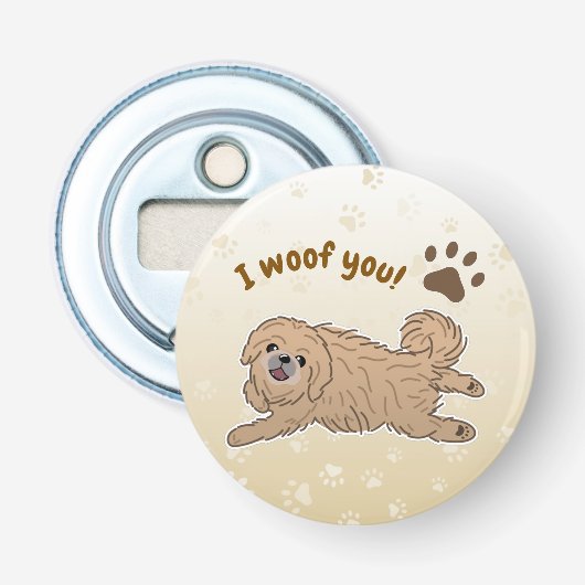 Happy Pekingese Dog Lover I Woof You Paws Flaschenöffner (Vorderseite)