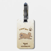 Happy Pekingese Dog Lover I Woof You Paws Gepäckanhänger (Rückseite vertikal)