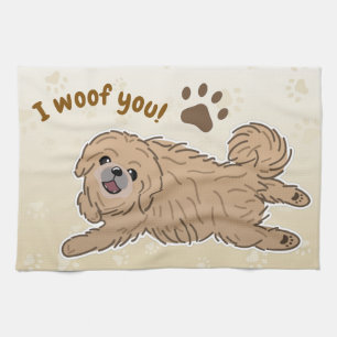 Happy Pekingese Dog Lover I Woof You Paws Geschirrtuch