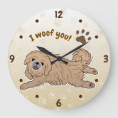 Happy Pekingese Dog Lover I Woof You Paws Große Wanduhr (Vorderseite)