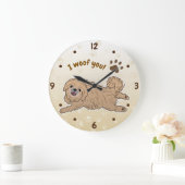 Happy Pekingese Dog Lover I Woof You Paws Große Wanduhr (Zuhause)