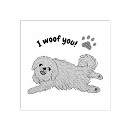 Happy Pekingese Dog Lover I Woof You Paws Gummistempel