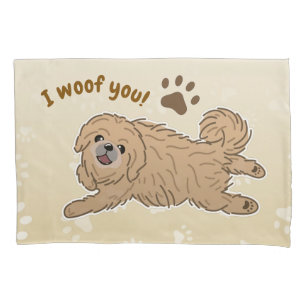 Happy Pekingese Dog Lover I Woof You Paws Kissenbezug