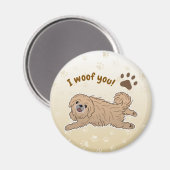 Happy Pekingese Dog Lover I Woof You Paws Magnet (Vorderseite/Rückseite)