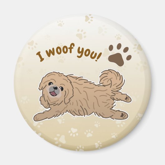 Happy Pekingese Dog Lover I Woof You Paws Magnet (Vorne)