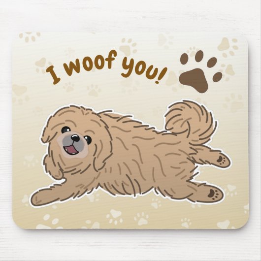 Happy Pekingese Dog Lover I Woof You Paws Mousepad (Vorne)