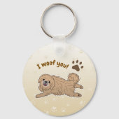 Happy Pekingese Dog Lover I Woof You Paws Schlüsselanhänger (Rückseite)