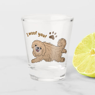 Happy Pekingese Dog Lover I Woof You Paws Schnapsglas