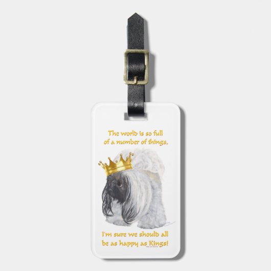 Happy Pekingese King Gepäckanhänger (Vorderseite vertikal)