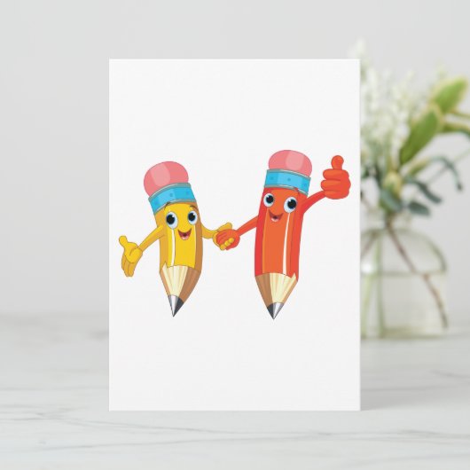 Happy Pencils Einladung (Stehend Vorderseite)