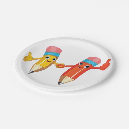 Happy Pencils Pappteller (Schrägansicht)